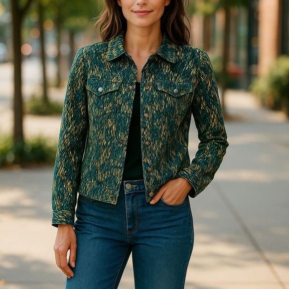 Chico's Zenergy, NWOT Multi Colored, Zipp Up Jacket W/ Two Front Pockets, Size 1 - Picture 14 of 14